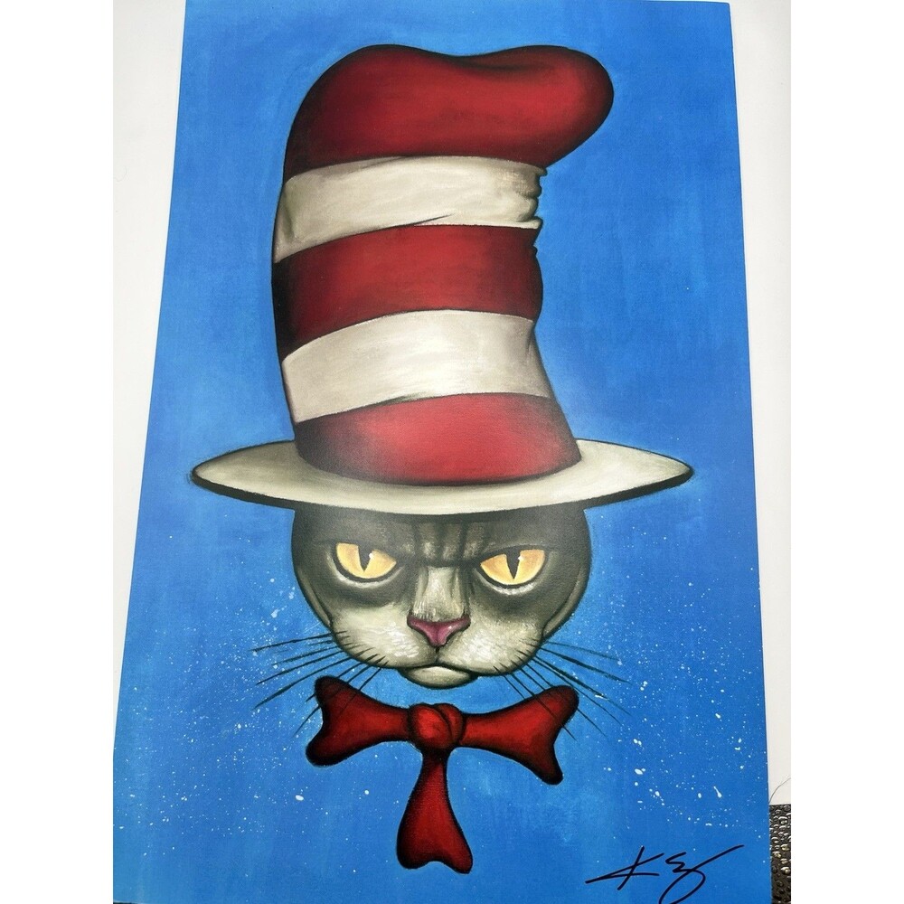 Discontinued 11x17 Art Print Mad Cat In A Hat Signed By Kevin Eslinger